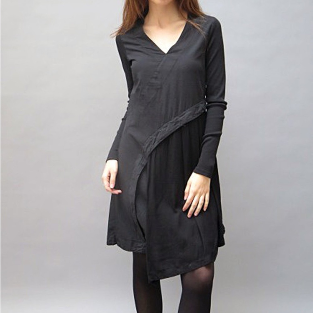 Prairie Underground Portal Dress 100% Cotton Gray/ Black Size Small Asymmetrical